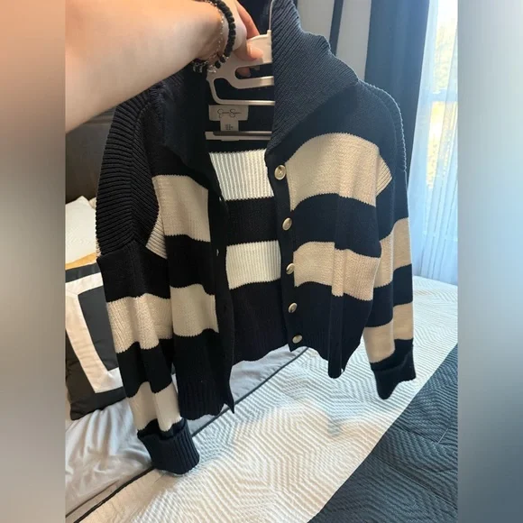 Jessica Simpson Black and White Striped Sweater - Picture 5 of 6